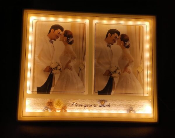 10cm X 15cm Golden LED Love Decoration Bedroom Photo Frame USB With Display Stand