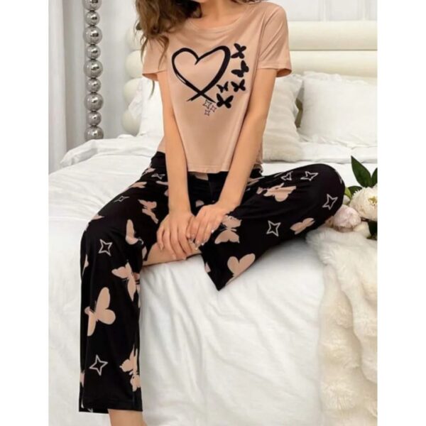 Sweet Dreams Collection Soft And Cozy Heart And Butterfly Printed Nightwear Set for Women