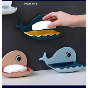 Pack Of 3 Fish-Shaped Double-Layer Adhesive Waterproof Soap Bar Holder Stand Rack For Bathroom, Shower, And Kitchen Walls