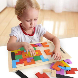 Children Pre-school Educational Colorful 3D Tangram Math Cube Imagination Shapes Game Puzzle Toy for Kids