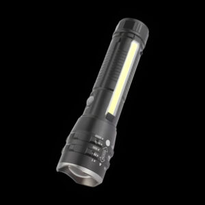 P27 LED COB Multi-Functional Tactical Metal Flashlight With Telescopic Zoom And USB Charging