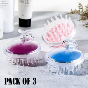 Pack of 3 Silicone Scalp Massager & Shampoo Brushes – Deep Clean & Hair Growth Care
